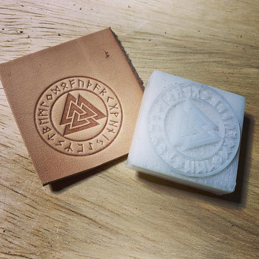 Valknut Rune Border Leather Stamp
